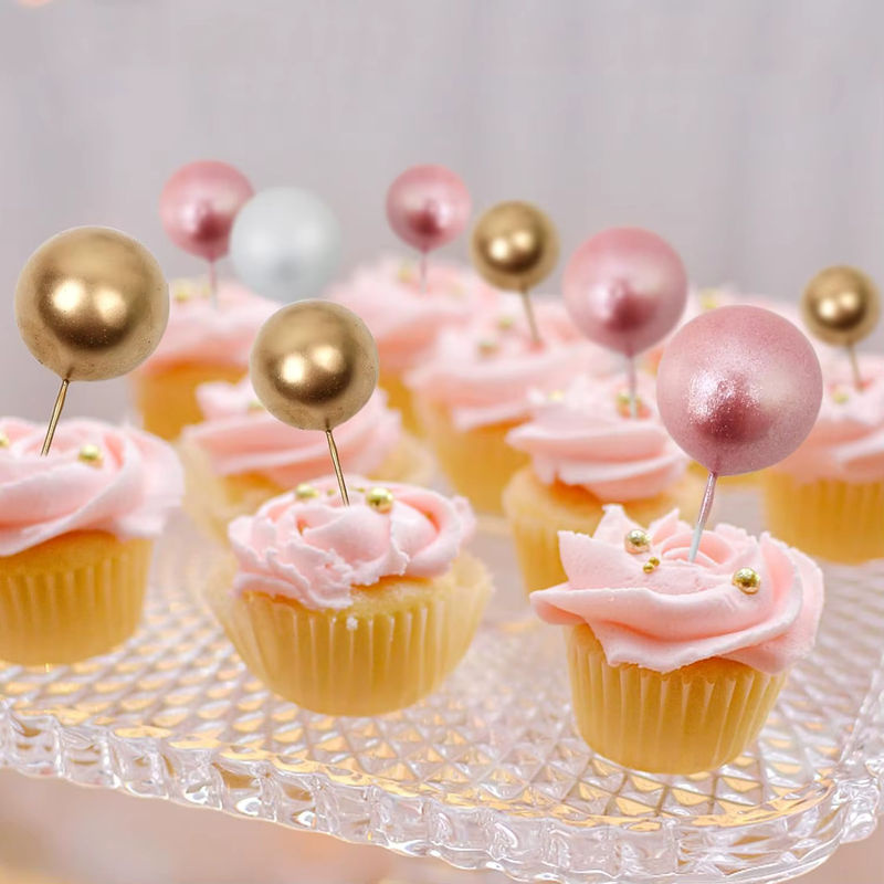 109 Stück CakeTopper und CupcakeTopper Set aus Kunststoff in Lila und Mehrfarbig für Geburtstag und Hochzeitstag mit runden Bällen - Bild 3