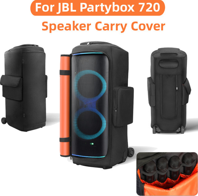 Doppelseitige JBL Party Box 720 Lautsprecher-Aufbewahrungstasche in Schwarz mit Mikrofontasche und Polsterung - Bild 1