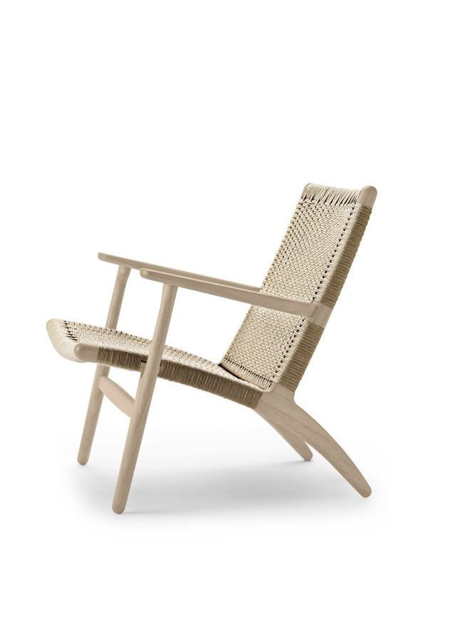 Carl Hansen & Søn CH25 Sessel mit Armlehnen und beiger Papierkordel - Bild 2