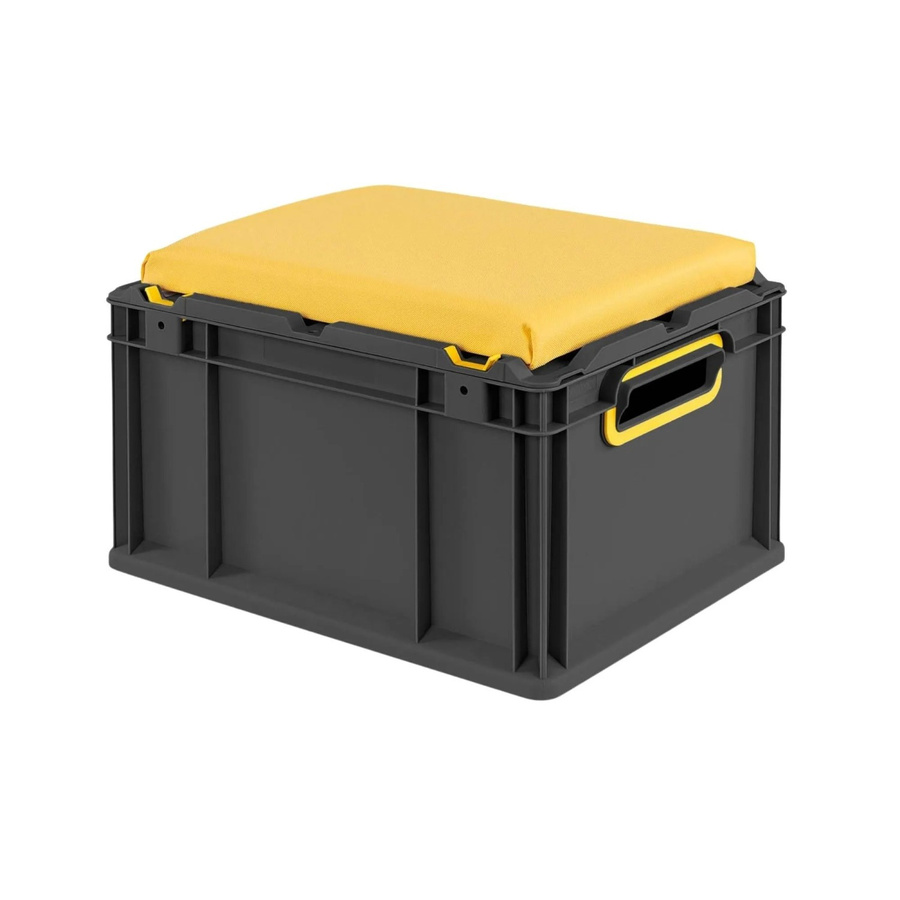 PROREGAL Eurobox Nextgen Seat Box Sitzbox Gelb-Schwarz H x B x T: 26,5 x 30 x 40 cm - Bild 2