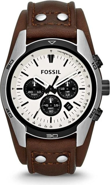 Fossil Armbanduhr, Quarz, Edelstahl, Leder, Schwarz, Herren - Bild 1