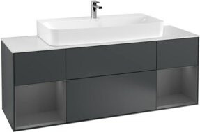 V&B Waschtischunterschrank Finion mit Wandbeleuchtung, Breite: 160 cm, Farbe: Anthrazit lackiert - Bild 1