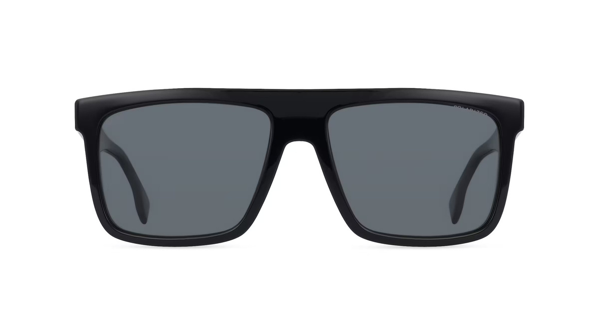 Hugo Boss 1440/S Sonnenbrille, Vollrand, Quadratisch, Acetat, Herren, Schwarz, Grau - Bild 1