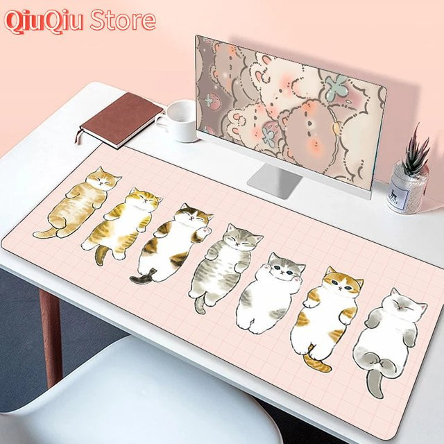 Potdemiel Kawaii Katze Gaming Mauspad XXL mit rutschfester Unterseite für Gamer und PC-Zubehör - Bild 1