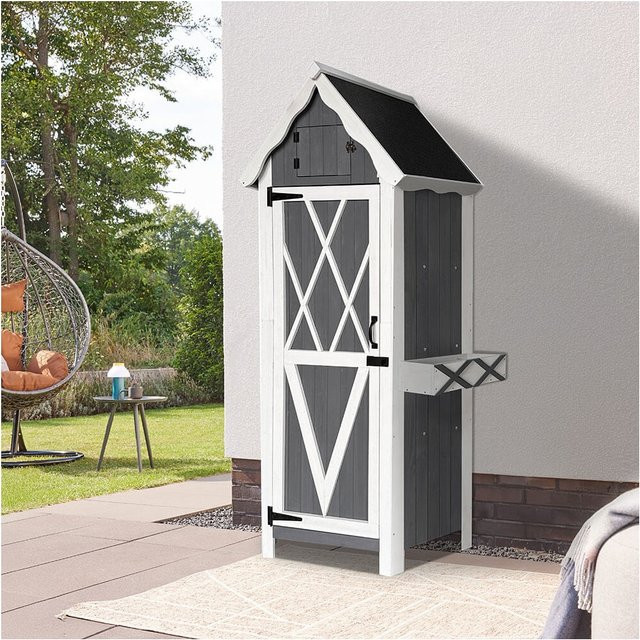 Home Deluxe Gartenschrank YANA aus Holz in Grau, XL, B/T/H: 179 x 77 x 54 cm - Bild 4