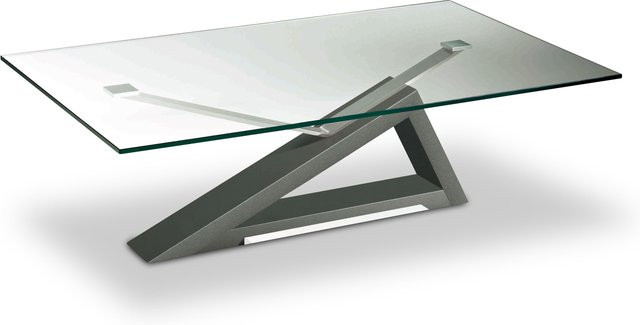 Modern Couchtisch HASSE 7215NK-127-61 in Grau mit Sicherheitsglas und Edelstahl, B/T/H: 120 x 70 x 45 cm - Bild 1