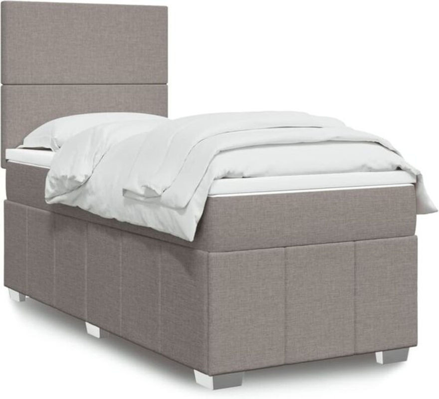 Boxspringbett mit Matratze von vidaxl in Taupe meliert, Stoff und Holzwerkstoff, B/T/H: 100 x 200 x 150,5 cm - Bild 1