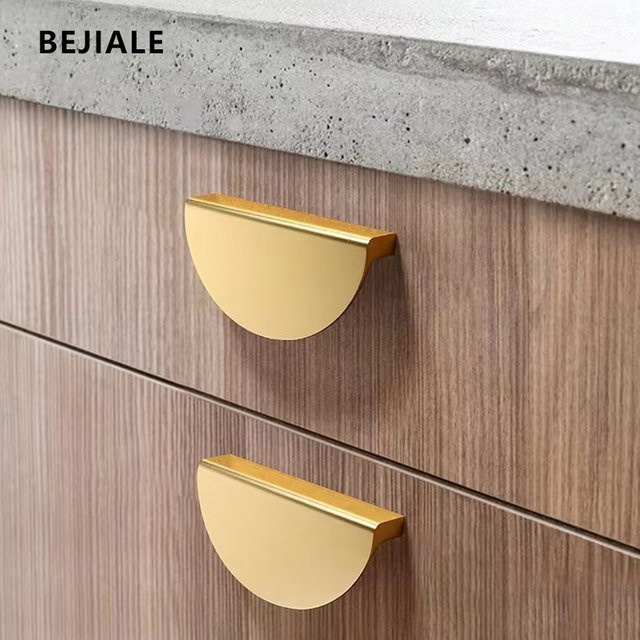 TOP KNORR Möbeltürgriff Halbkreisgriff aus Aluminiumlegierung in Gold und Schwarz - Bild 1
