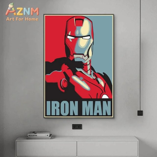 KAYOU Iron Man Leinwandposter Avengers Wandkunst in Mehrfarbig, rechteckig und ohne Rahmen - Bild 1