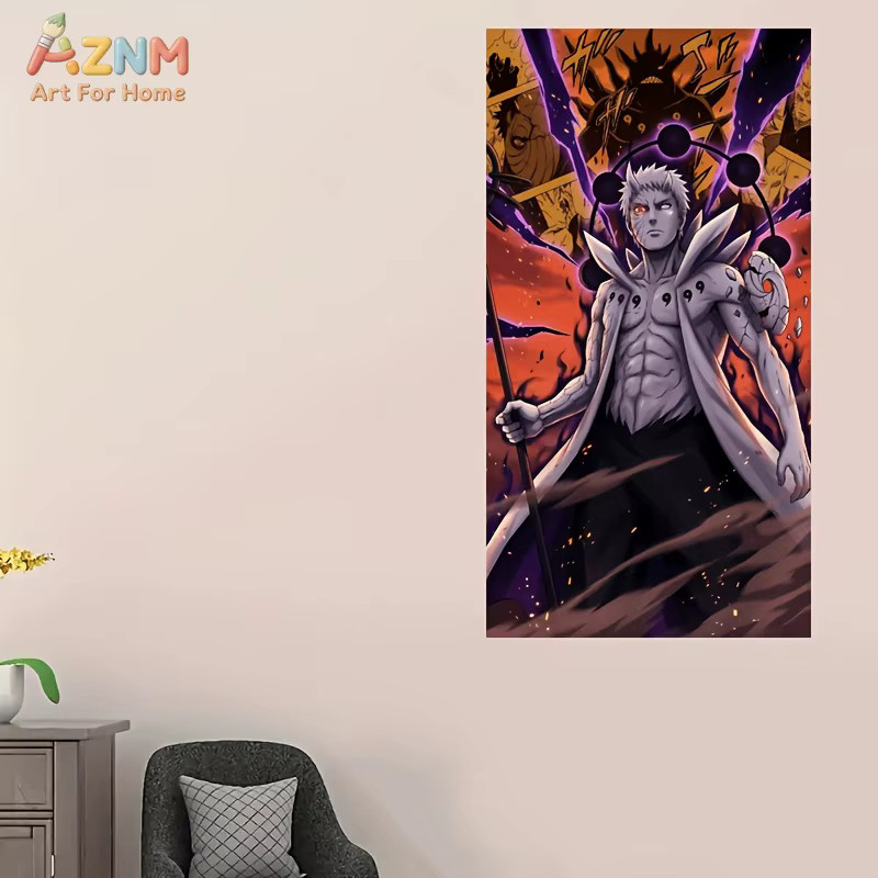 Kayou Naruto Uchiha Obito Sage of Six Paths Leinwand-Wandkunst, Mehrfarbiger Anime-Druck als Poster zur Heimdekoration - Bild 4