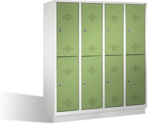 C+P Doppelstockspind Classic auf Sockel mit 8 Fächern, Front Resedagrün, Korpus Lichtgrau, H x B x T: 180 x 159 x 50 cm - Bild 1