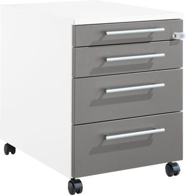 Schäfer Shop Pure Rollcontainer 1233 mit Utensilienauszug und 3 Schubladen, abschließbar, weiß/anthrazit, B: 43,4 cm, T: 60,0 cm, H: 57,0 cm - Bild 1