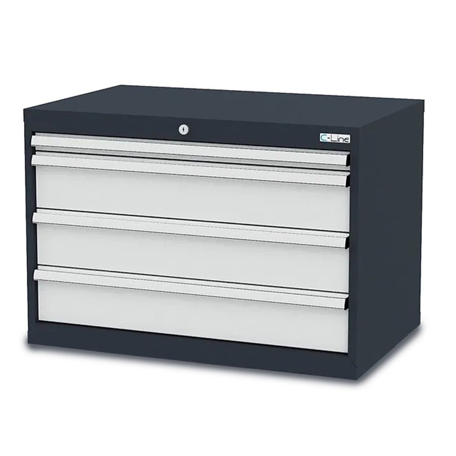 Simplaflex Schubladenschrank aus Stahlblech mit 4 Schubladen, Grau/Anthrazit, B/T/H: 90 x 57,5 x 62 cm - Bild 2