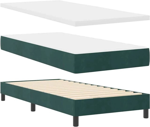 vidaXL LED Boxspringbett mit Matratze Dunkelgrün Samt B/T: 90 x 190 cm - Bild 1