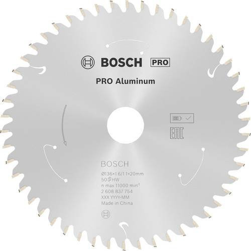 Bosch Kreissägeblatt Standard für Aluminium mit 50 Zähnen, Durchmesser: 136 mm, Bohrung: 20 mm, Farbe: Silber - Bild 1