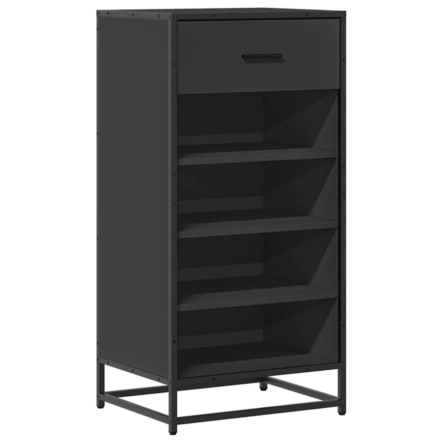 vidaXL Schuhregal Schwarz aus Holzwerkstoff und Metall B/T/H: 48 x 38 x 97,5 cm - Bild 2