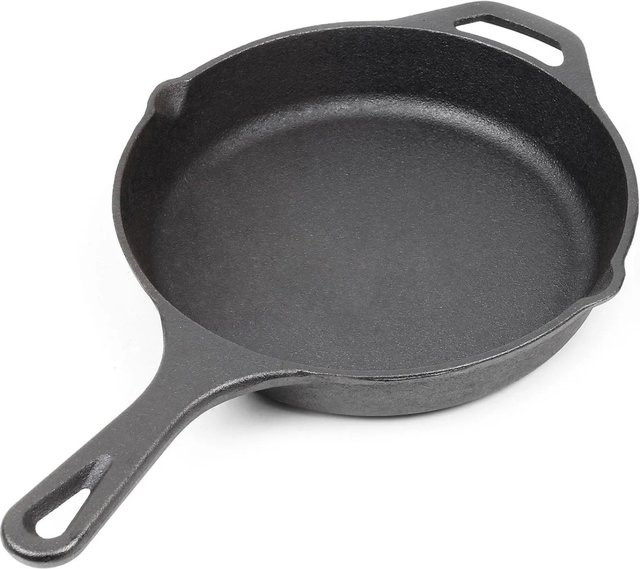 Wiltec Gusseisen Bratpfanne Schwarz Ø 20 cm mit Ausgiessrand und Griff - Bild 1