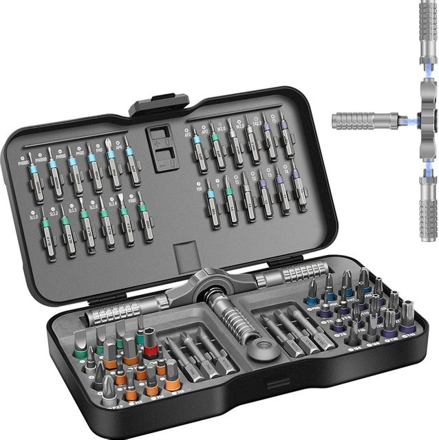 Galacok 24/66-in-1 Präzisions-Magnet-Ratschenschraubendreher-Set mit abnehmbarem T-Griff und Magnetisierer in Silber - Bild 1