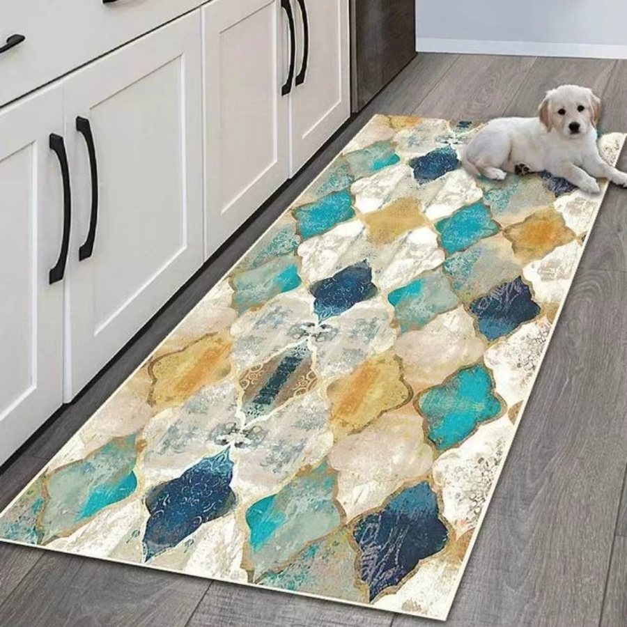 VIKAMA Moderner geometrischer Teppich, rutschfeste Mehrfarbige Matte für Küche, Flur oder Schlafzimmer, Rechteckig - Bild 1