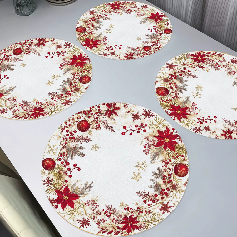 VIKAMA 4-teiliges Weihnachts-Tischset mit Weihnachtsstern für deine Feiertags-Tischdekoration - Bild 2