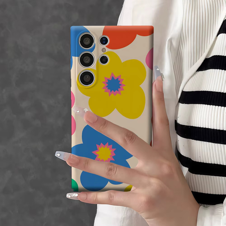 Stoßfeste Handyhülle im Retro Pop Blumen Design für Samsung Galaxy S26 S25 S24 S23 Ultra Plus, robuste Doppelschicht Rückabdeckung, Mehrfarbig - Bild 5