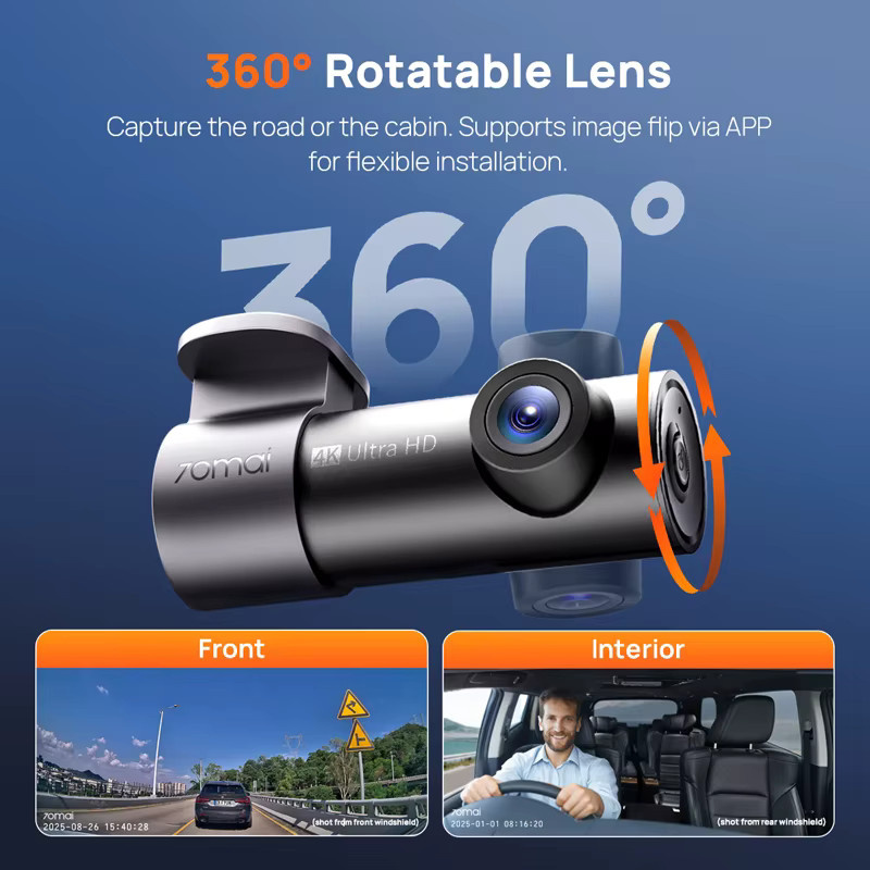 70mai Dashcam M310 Plus Globale Version in Schwarz mit 4K Auflösung, WDR und Sprachsteuerung sowie 24H Parkmodus - Bild 4