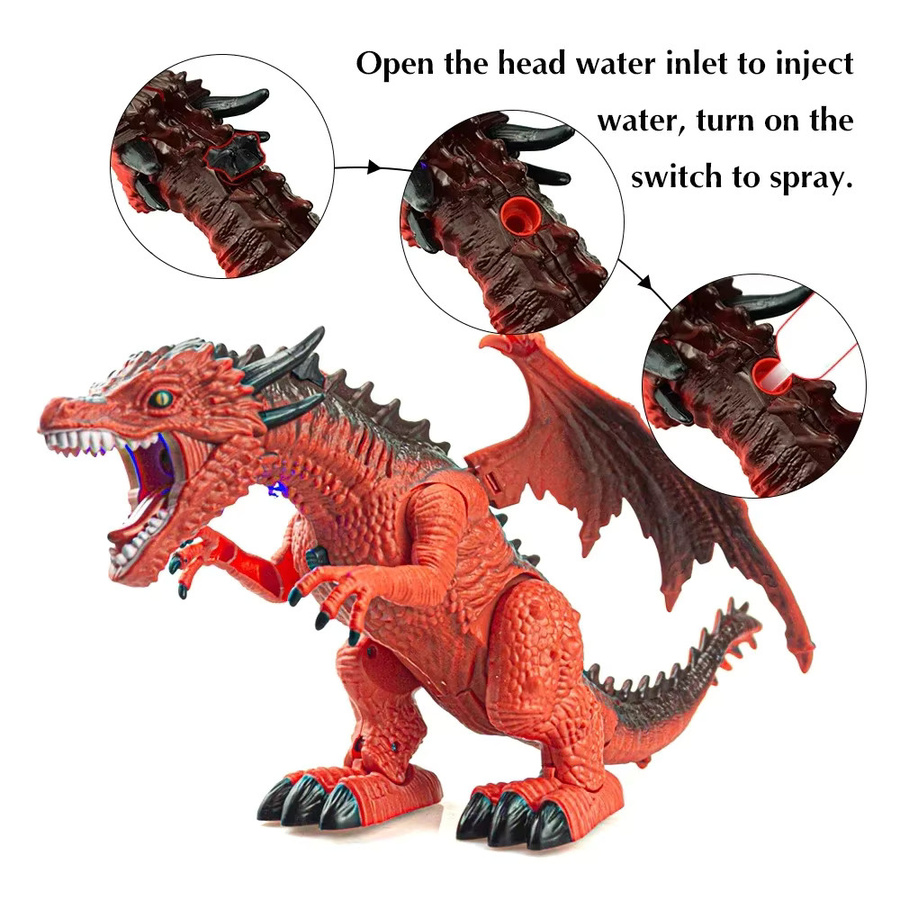 CONUSEA Dinosaurier, ferngesteuertes Dino-Drachen-Spielzeug, mit Geräuschen, Lichtern, Sprühfunktion - Bild 2