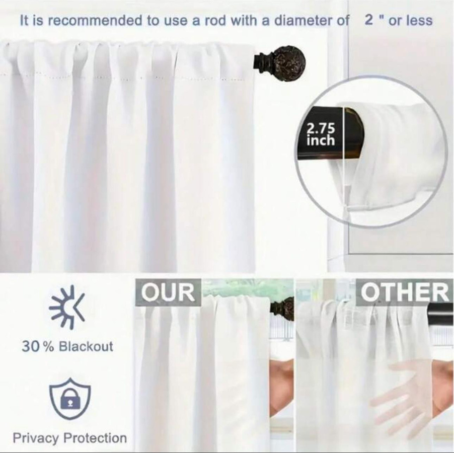 Yiran Furniture 2er-Set Sternenhimmel-Druckvorhänge in Blau, halbtransparente Dekovorhänge mit Stangentaschen, B: 35 cm, H: 100 cm - Bild 1