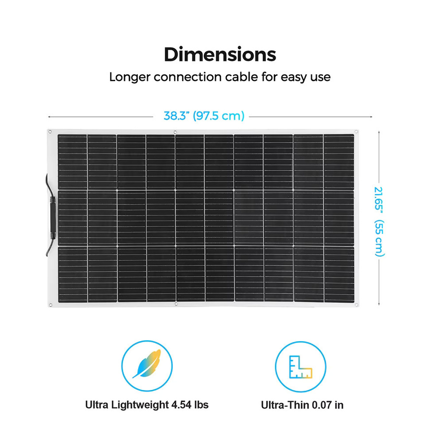 XINPUGUANG Flexibles Solarpanel Kit System 100W bis 1000W, Monokristallines Solar-Ladegerät für 12V bis 220V Off-Grid Systeme, Schwarz - Bild 4