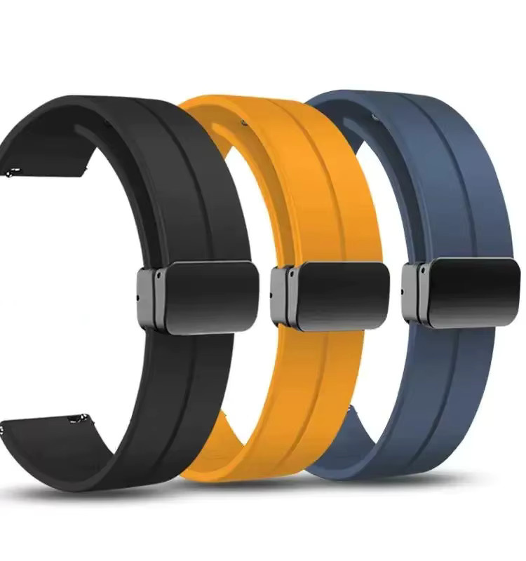 Uhrenarmband Silikon, Magnetisches Schlaufenarmband, Schwarz, Unisex - Bild 3
