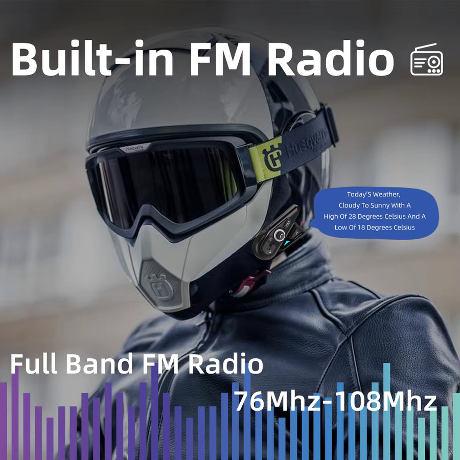 WAYXIN R15 Pro Helm-Headset in Schwarz: Wasserdichte Motorrad-Gegensprechanlage mit FM-Radio und universeller Kopplung für bis zu 8 Fahrer - Bild 5