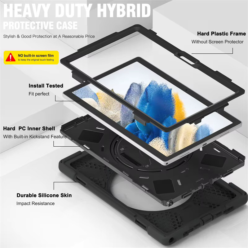 Ajiuyu Robuste Silikon Schutzhülle für Samsung Galaxy Tab A8 10.5 Zoll SM-X200 SM-X205 in Schwarz - Bild 3
