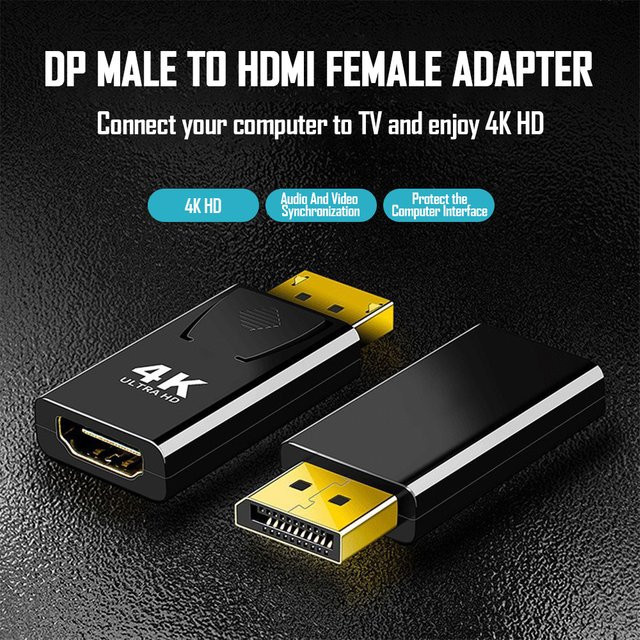 FDBOY DisplayPort zu HDMI Konverter 4K@60Hz Unidirektionaler DP auf HDMI Adapter in Schwarz für Dell, Lenovo und PC - Bild 1