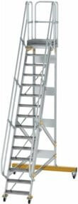 Günzburger MUNK Aluminium-Plattformtreppe fahrbar 60 Grad mit 15 Stufen in Silber - Bild 1