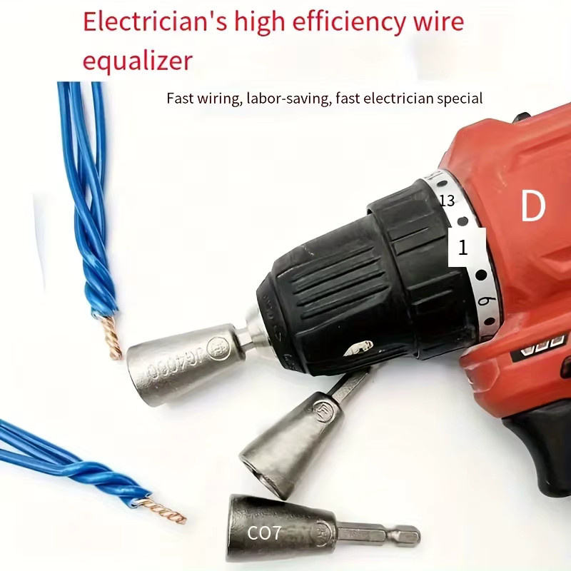 3-teiliges Drahtdrehwerkzeug-Set für Elektriker in Silber mit Bohraufsätzen für 2,5 mm, 4 mm und 6 mm für schnelle Drahtverbindungen - Bild 3