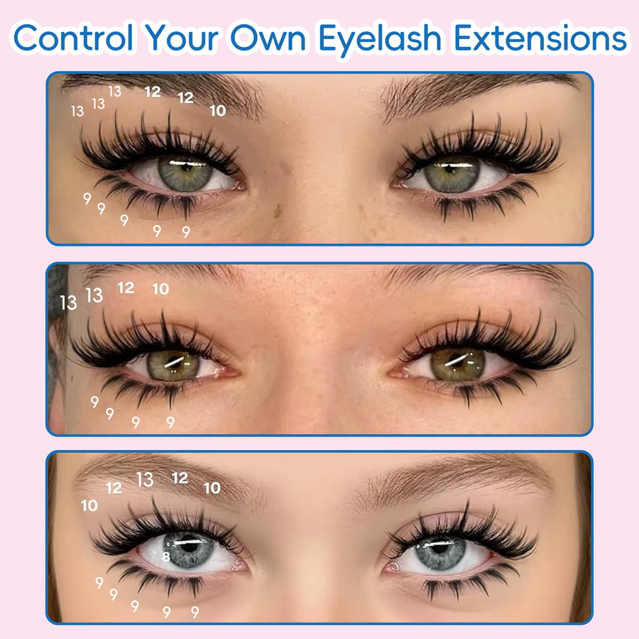 Anlinnet Künstliche Wimpern, 200 Stück, 9–13 mm, Mix - Bild 6