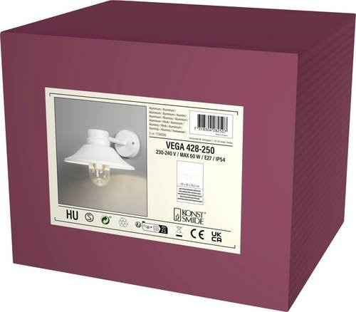 Konstsmide Vega Außenwandleuchte aus Aluminium in Weiß, E27, 60W, IP54, B x H: 26,5 x 29 cm - Bild 1