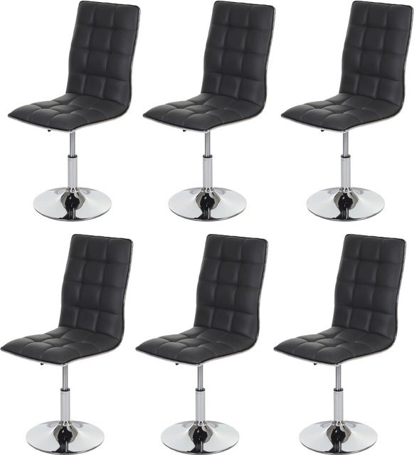CHEFGASTRO Esszimmerstuhl 6er-Set in Grau aus Kunstleder mit gestepptem Rautenmuster und 360 Grad Drehsitz, H x B x T: 103 x 43 x 54 cm, Sitzhöhe: 41 cm - Bild 1