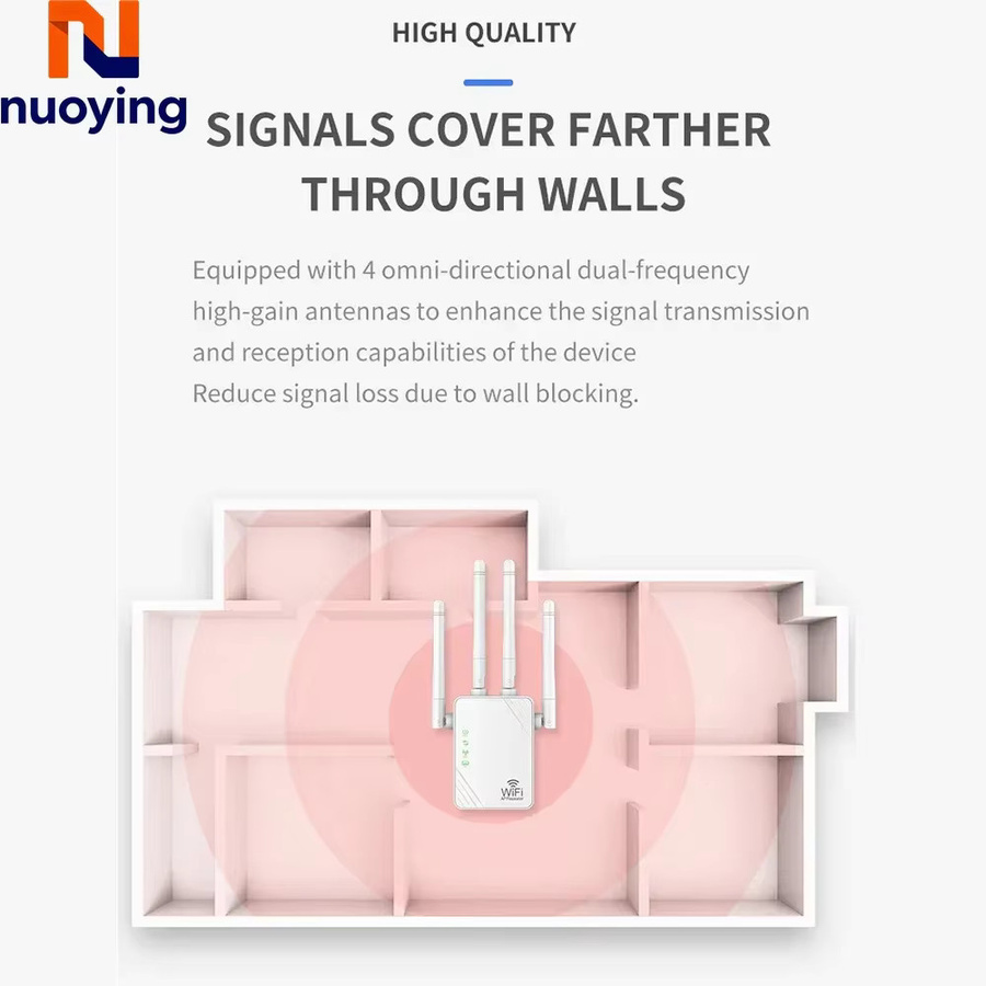 NUOYING Dual-Band WLAN-Verstärker 1200Mbps 5G Drahtlosrepeater in Weiß - Bild 3