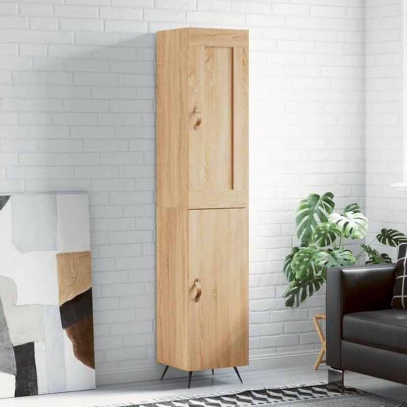 Vidaxl Highboard Sonoma-Eiche in Braun und Eiche Natur mit Drehtüren, B/T/H: 34,5 x 34 x 180 cm - Bild 1