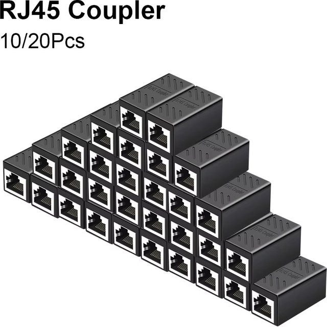 Mrgabwte Ethernet-Koppler RJ45 Buchse zu Buchse für Cat7 Cat6 Cat5 LAN-Verlängerung, Schwarz - Bild 1