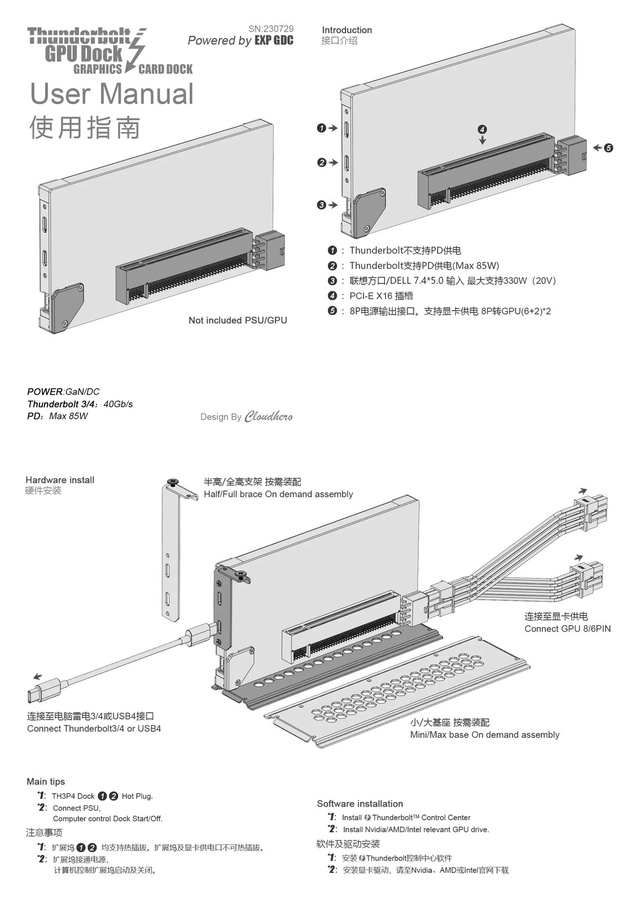 Th3p4gan v2 GPU Docking Station für Thunderbolt 3, Thunderbolt 4 und USB4 zur Nutzung von Grafikkarten an Notebooks - Bild 2