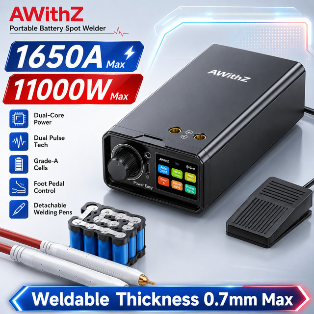 Awithz UK3 Tragbarer Akku-Punktschweißer Schwarz 10000mAh Mini-Schweißgerät für 18650 Lithium-Akkupacks und 0,7mm Nickel - Bild 1