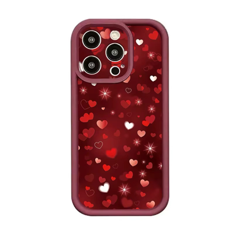 Stoßfeste und weiche Handyhülle mit Glitzer-Herz Design für iPhone Modelle in Rot - Bild 4