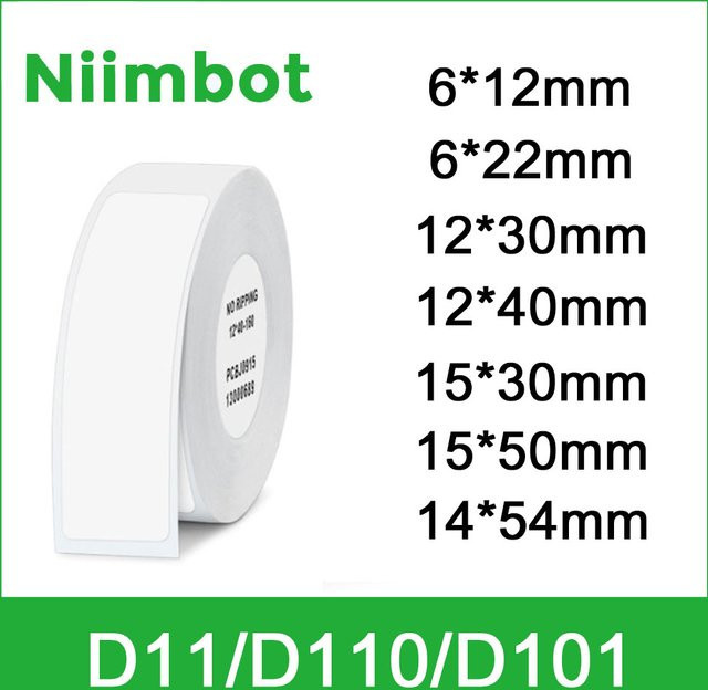 Niimbot D11 Etiketten Aufkleber White Label Papierrolle aus wasserfestem Thermopapier für Niimbot D11 und D110 - Bild 1