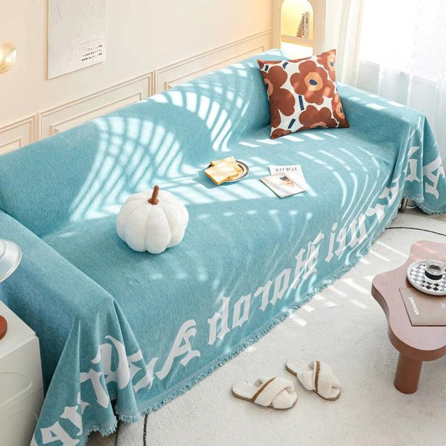 BC Pet Supplies Sofabezug aus Chenille in Blau, Nordisches Design, katzensicher und universell passend, B/T: 180 x 150 cm - Bild 1