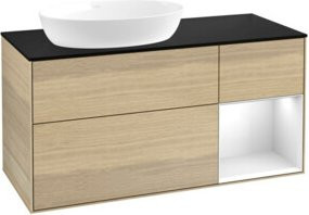 V&B Waschtischunterschrank Finion in Weiß und Eiche, B/T/H: 120 x 50,1 x 50,1 cm - Bild 1