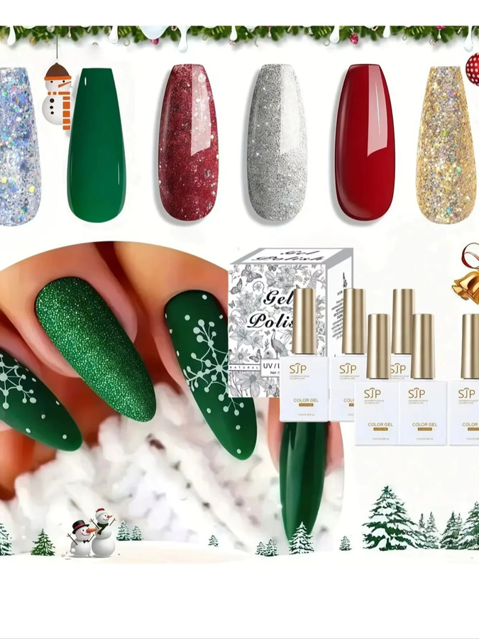 SJP Gel-UV-Nagellack-Set Weihnachtsserie, 6 x 15 ml, Unisex - Bild 2