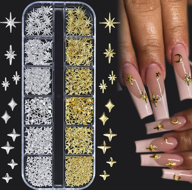 HotPress Nagelcharms Sterne Gold/Silber, Metallic - Bild 1