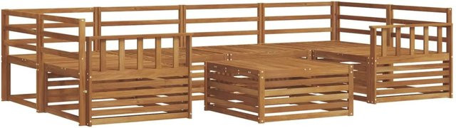 vidaXL Outdoor-Sofagarnitur 7-teilig aus Akazienholz in Braun mit Tisch und Sitzkissen - Bild 1